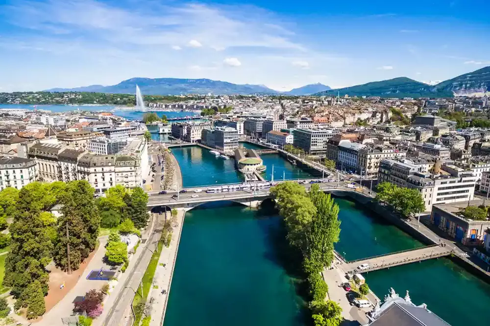 Aerial view of Geneva city