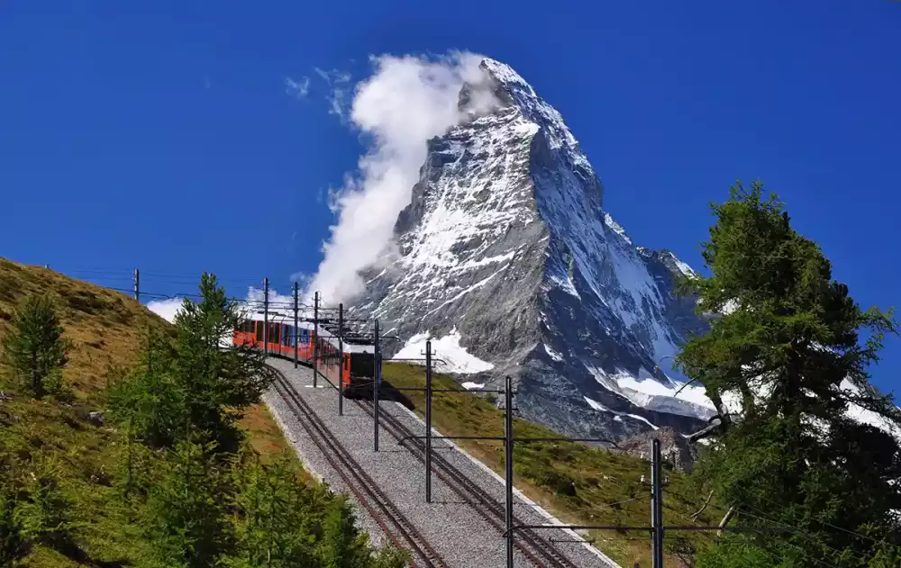 Gornergrat Train with Matterhorn Mountain view