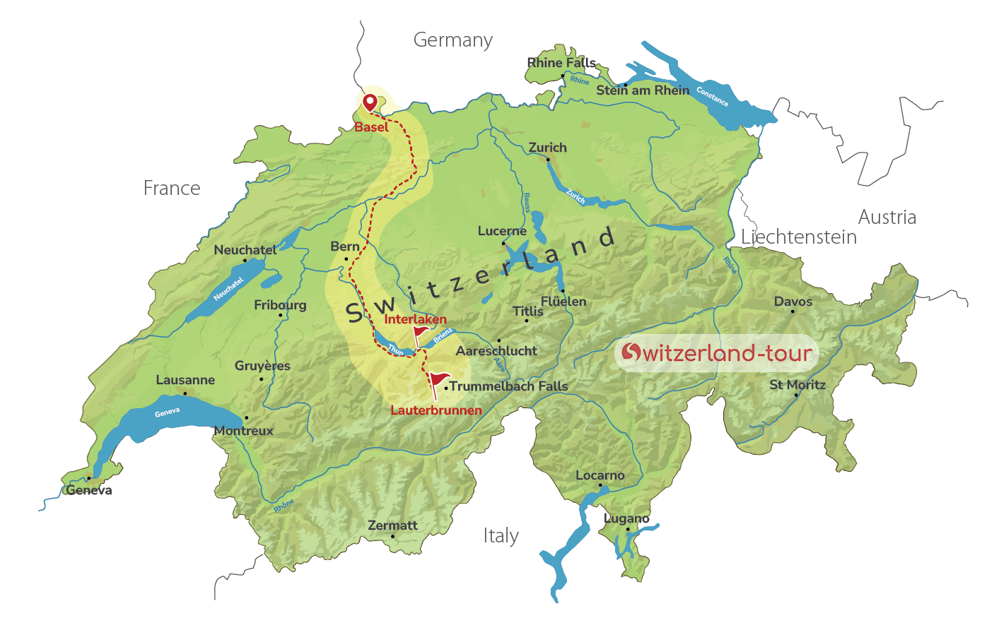 A Day at Lake Brienz and the Valley of 72 Waterfalls from Basel