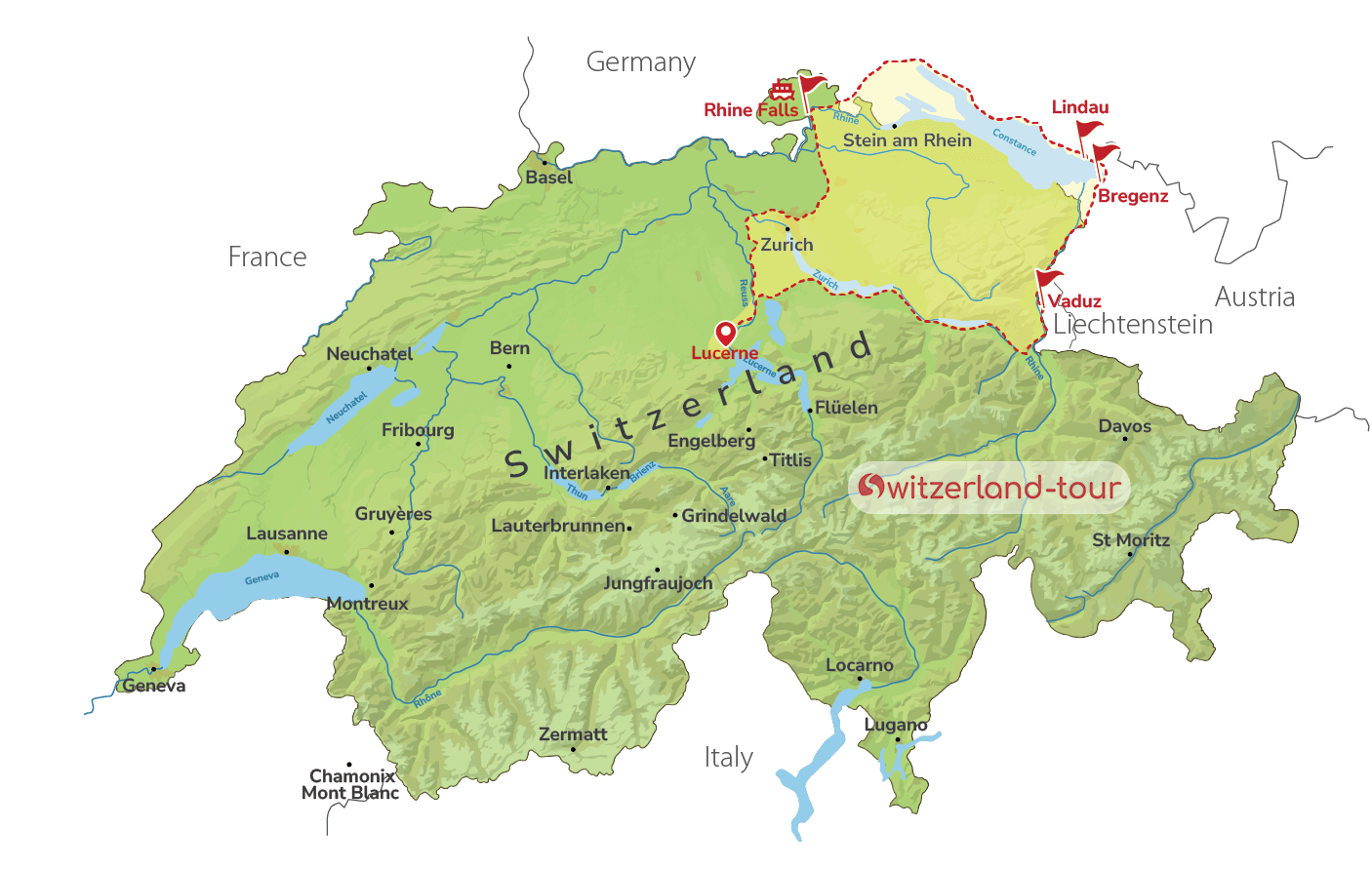 Four Countries in One Day - Private Day Trip from Lucerne