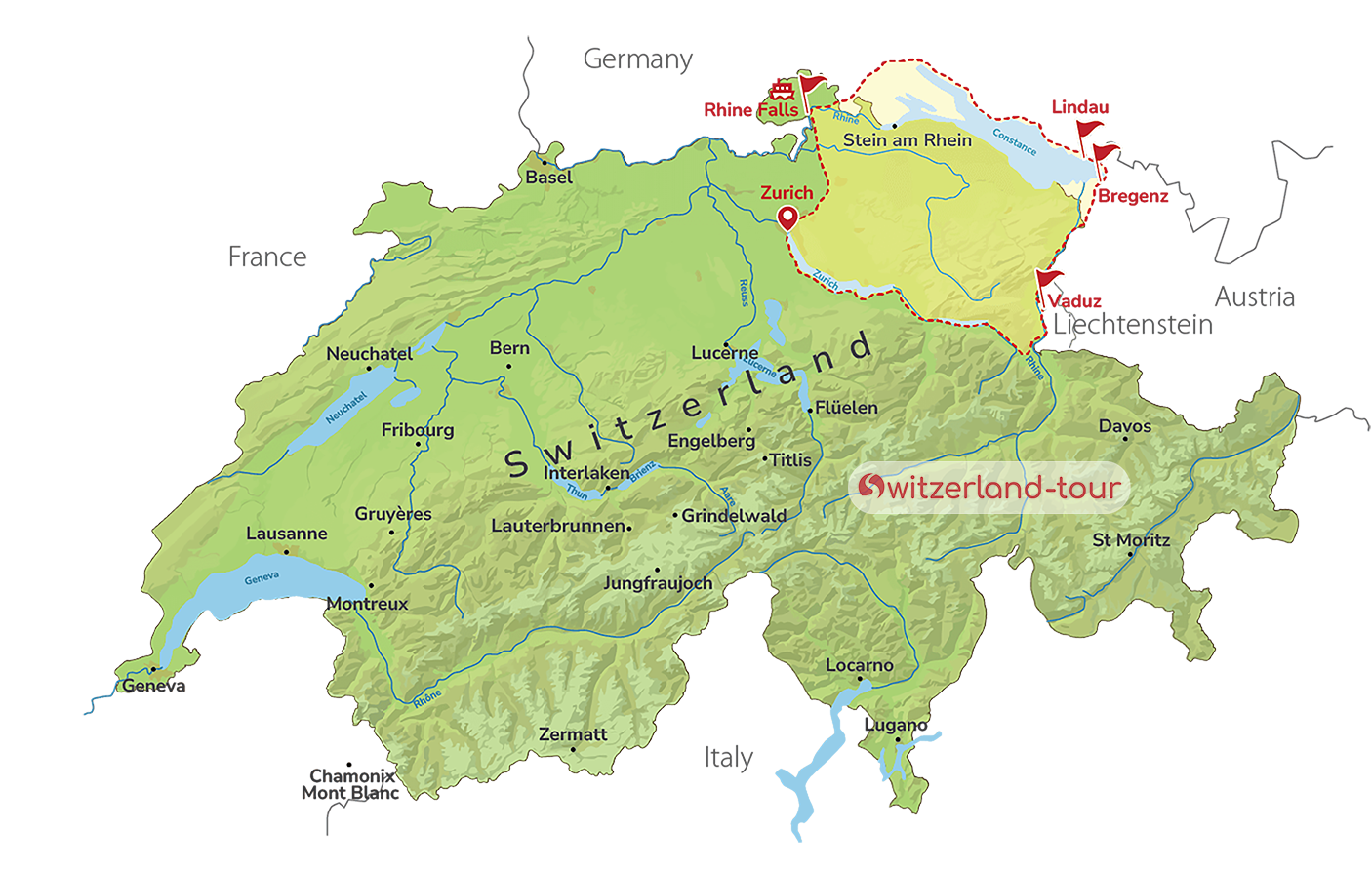 Four Countries in One Day - Private Day Trip from Zurich