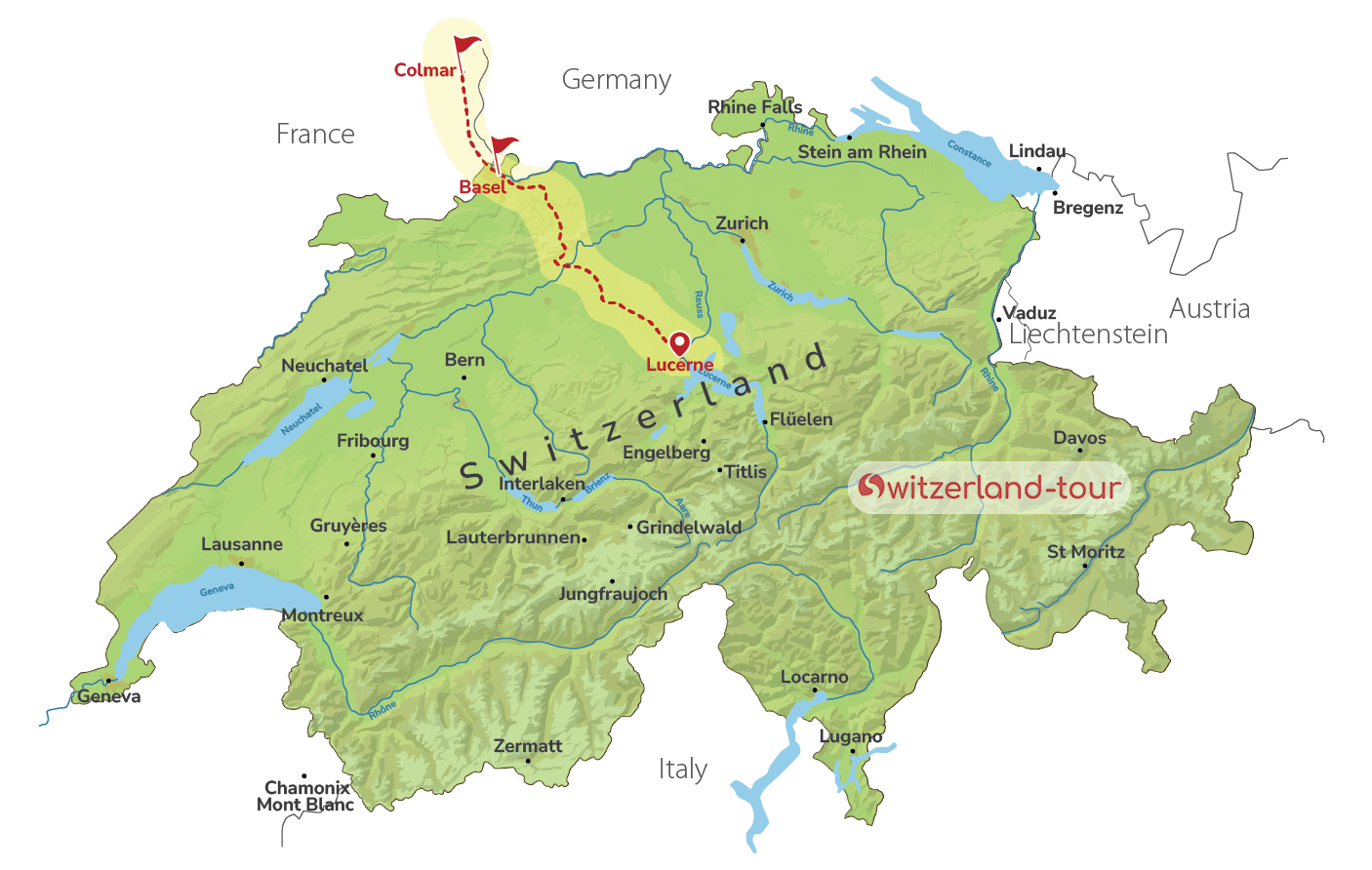 France & Switzerland - Private Day Trip to Colmar & Basel from Lucerne