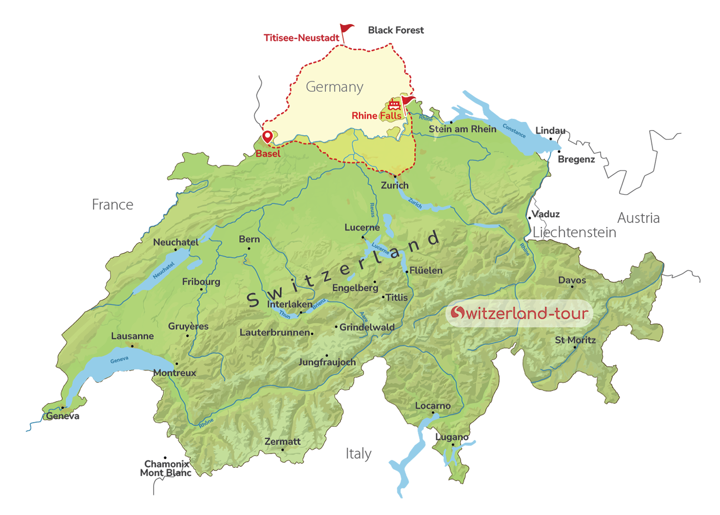 Germany & Switzerland - Private Day Trip to Black Forest & Rhine Falls from Basel