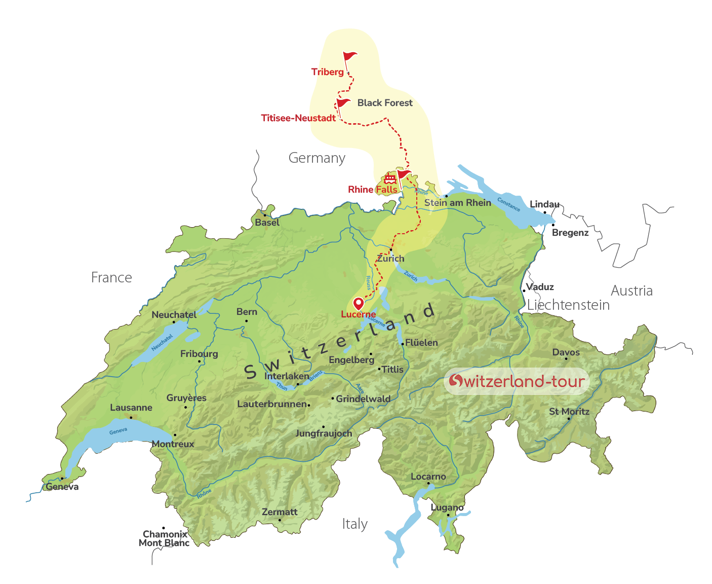 Germany & Switzerland - Private Day Trip to Black Forest & Rhine Falls from Lucerne