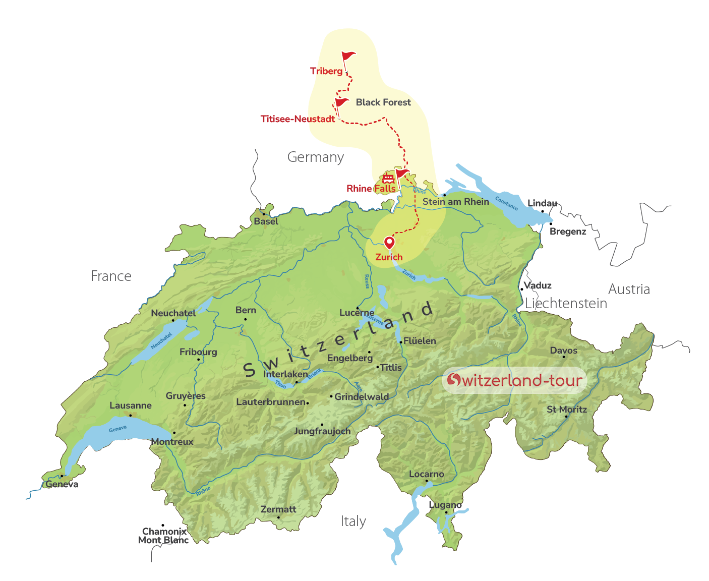 Germany & Switzerland - Private Day Trip to Black Forest & Rhine Falls from Zurich