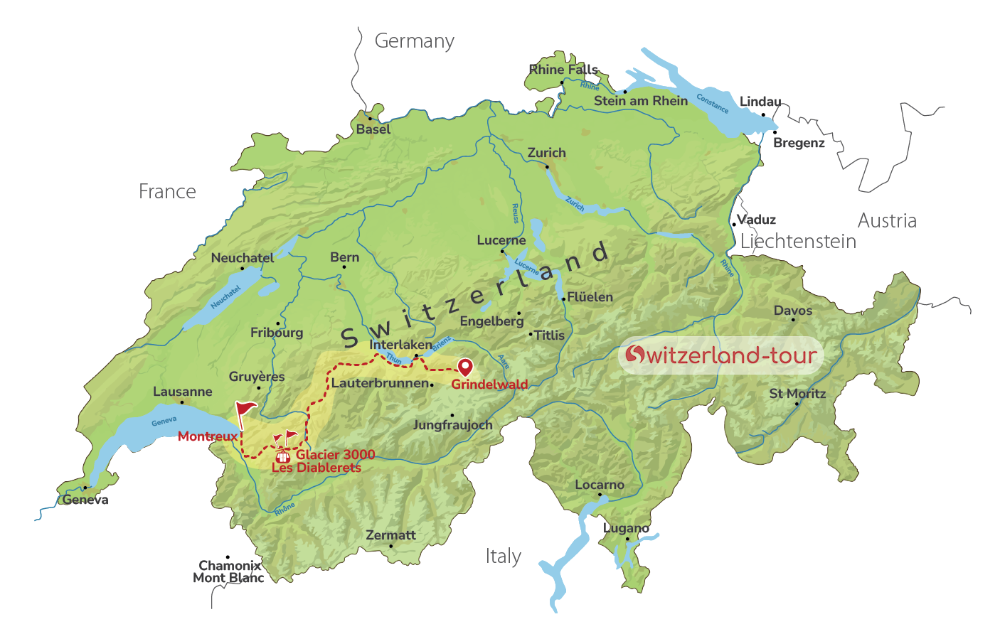 Glacier 3000 & Montreux on a Private Day Trip from Grindelwald