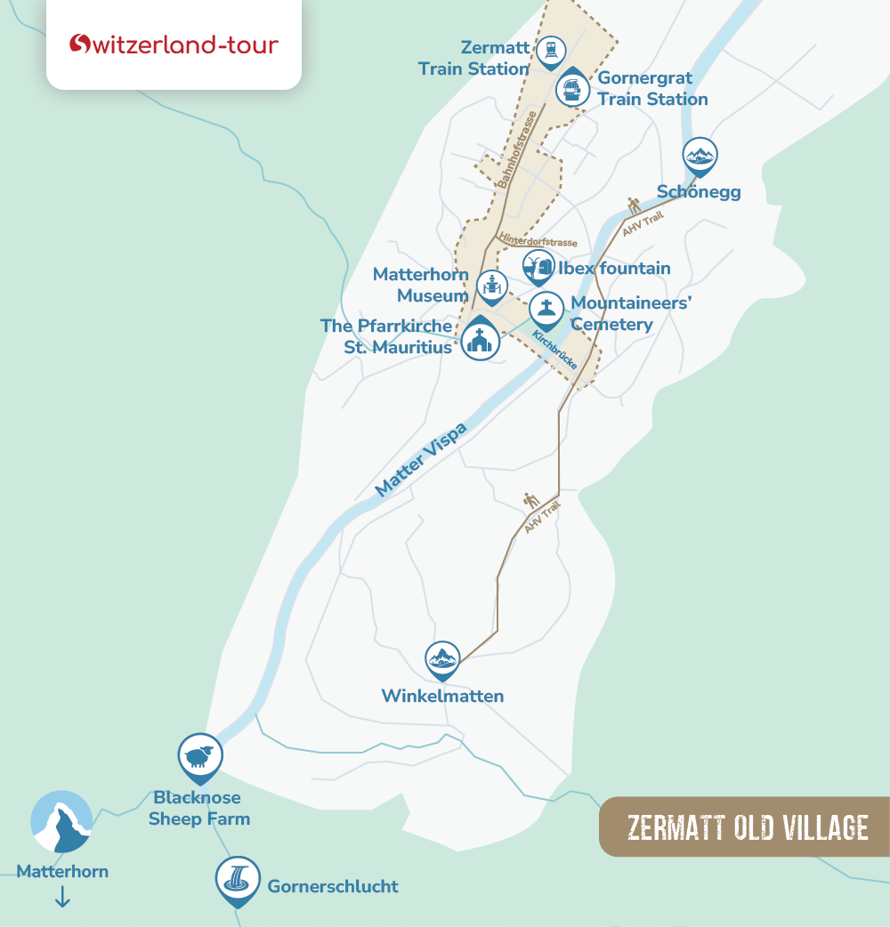 Guided Walking Tour & Scenic Trail in Zermatt Village