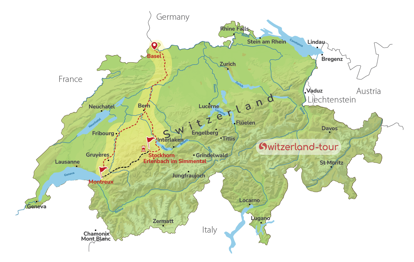 Scenic Switzerland with Golden Pass Express - Private Day Trip from Basel