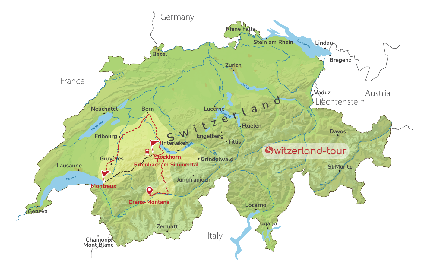 Scenic Switzerland with Golden Pass Express - Private Day Trip from Crans-Montana