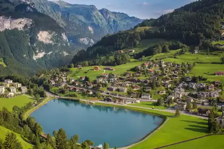 View to Engelberg with Eugenisee Lake