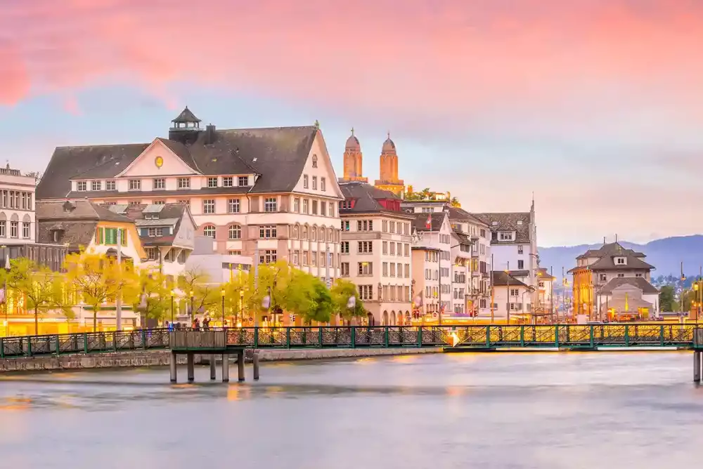 Beautiful view of the historic city center of Zurich