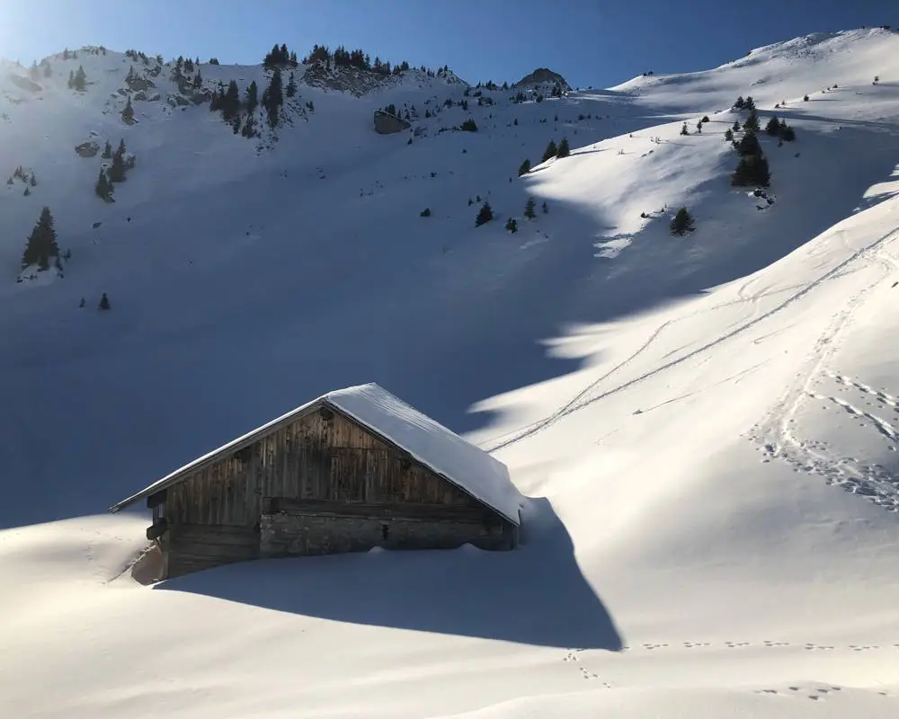 snowy hut