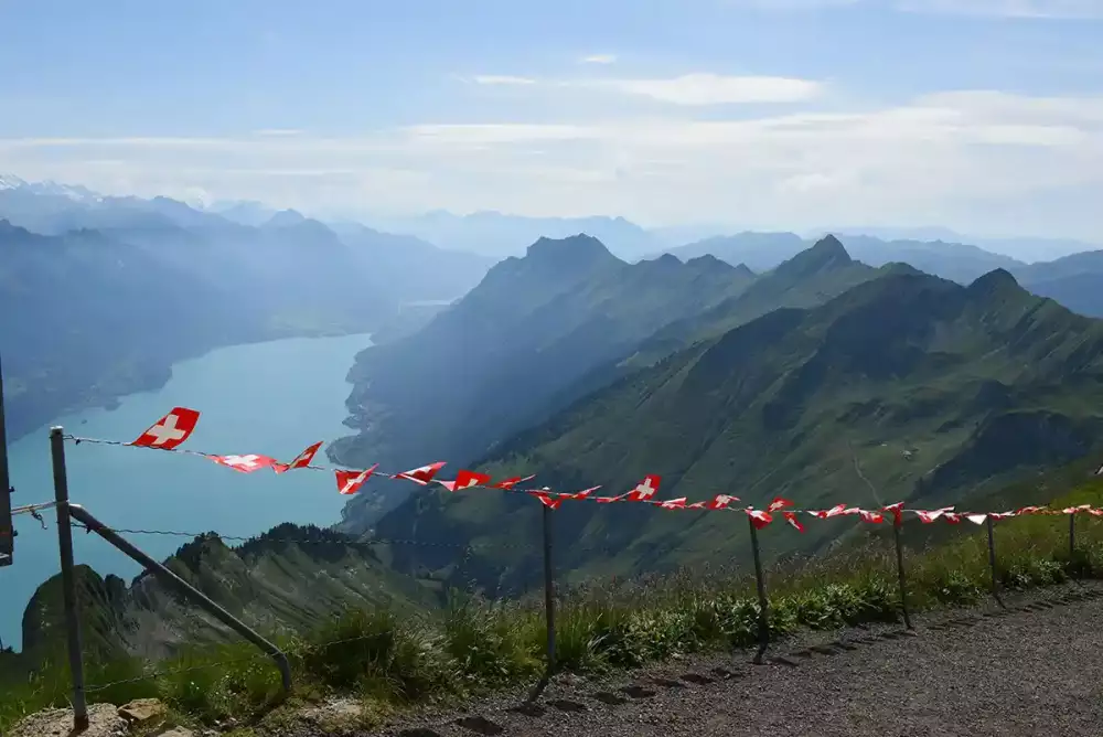 Panoramic View from Mt. Rothorn on Lake Brienz