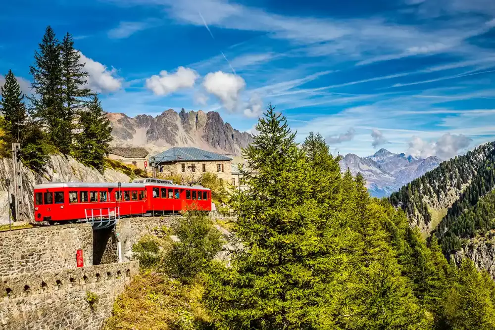 Train going to Montenvers Mer de Glace Station, Mont Blanc, Chamonix