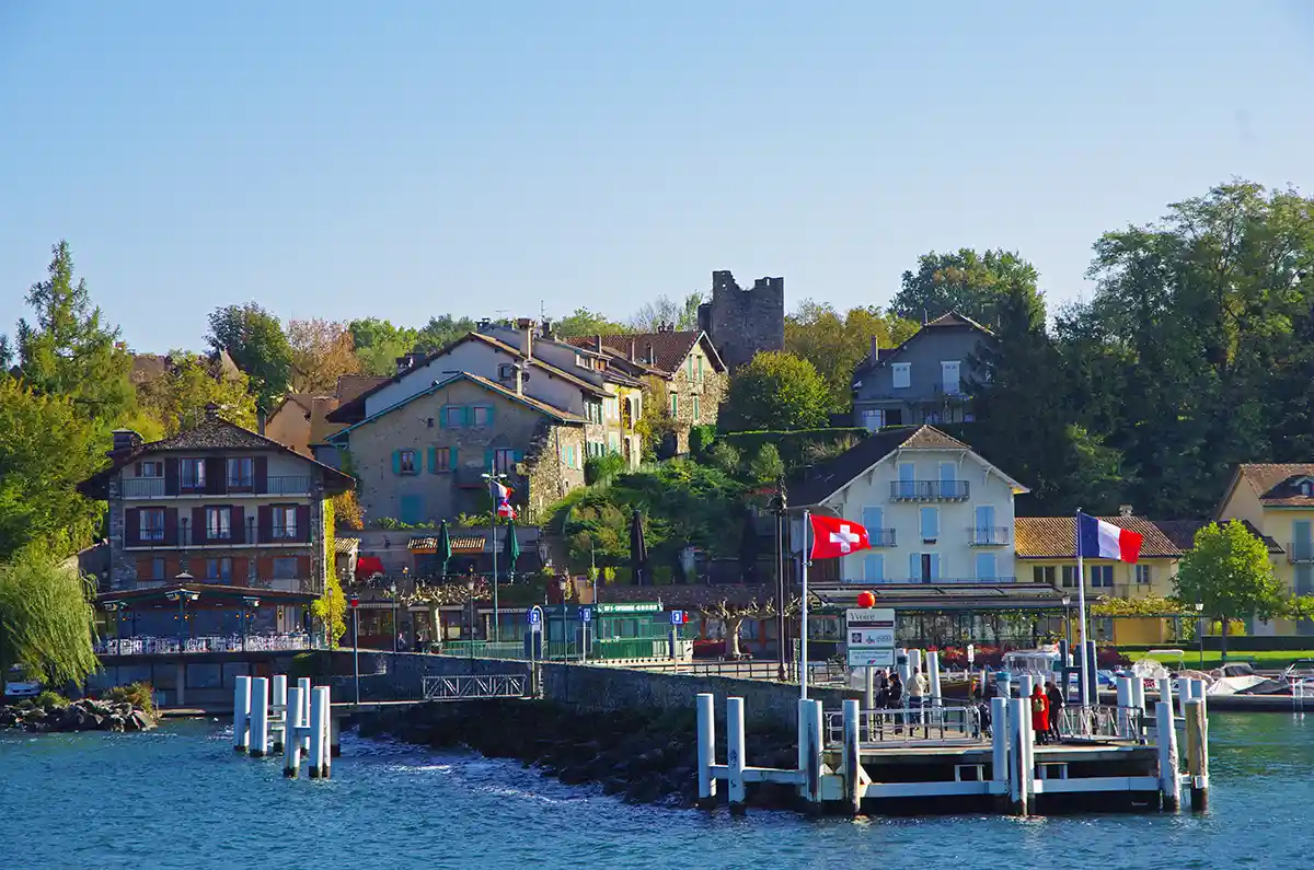 Yvoire pier on Lac Leman, France