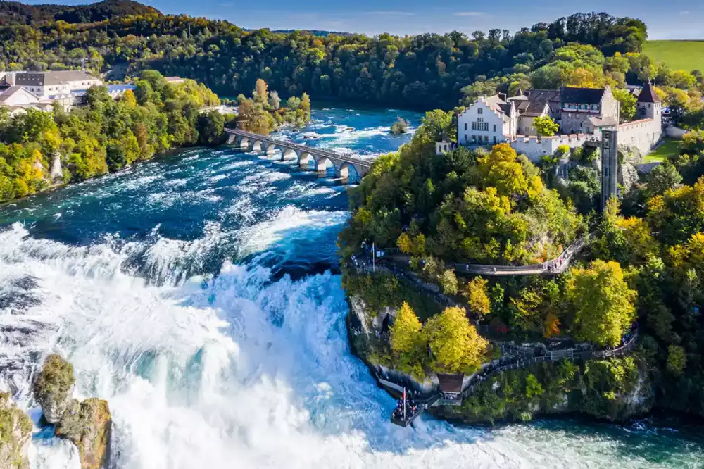Rhine Falls Panoramic View with Laufen Castle