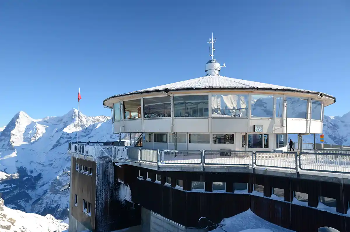 Famous revolving restaurant on the top of Schilthorn Mountain