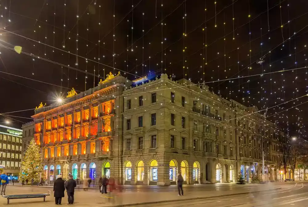 Paradeplatz and Bahnhofstrasse in Zurich